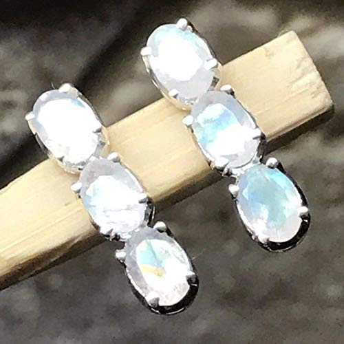 天然レインボー ムーンストーン 925 ソリッド スターリング シルバー イヤリング 16mm Natural Rocks by Kala Natural Rainbow Moonstone 925 Solid Sterling Silver Earrings 16mm