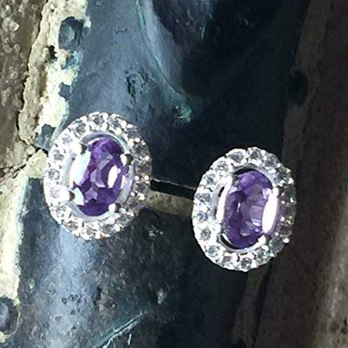 楽天Glomarket本物の 2ct パープル アメジスト 925 ソリッド スターリング シルバー スタッド ピアス 10mm Natural Rocks by Kala Genuine 2ct Purple Amethyst 925 Solid Sterling Silver Stud Earrings 10mm