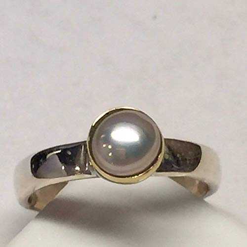天然淡水養殖真珠 925 ソリッド スターリング シルバー 婚約指輪 サイズ 6.5 Natural Rocks by Kala Natural Freshwater Cultured Pearl 925 Solid Sterling Silver Engagement Ring Size 6.5