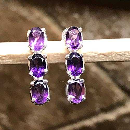 ナチュラル 3.5ct パープル アメジスト 925 ソリッド スターリング シルバー イヤリング 18mm Natural Rocks by Kala Natural 3.5ct Purple Amethyst 925 Solid Sterling Silver Earrings 18mm