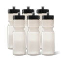 50 Strong Sports Squeeze Water Bottle 6 Pack 22 oz. BPA Free Easy Open Push/Pull Cap USA Made (Clear)(4)