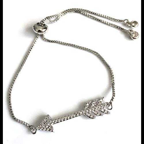 女性用調節可能なシルバーメッキボロアローブレスレット Sifrimania Adjustable Silver Plated Bolo Arrow Bracelets for Women