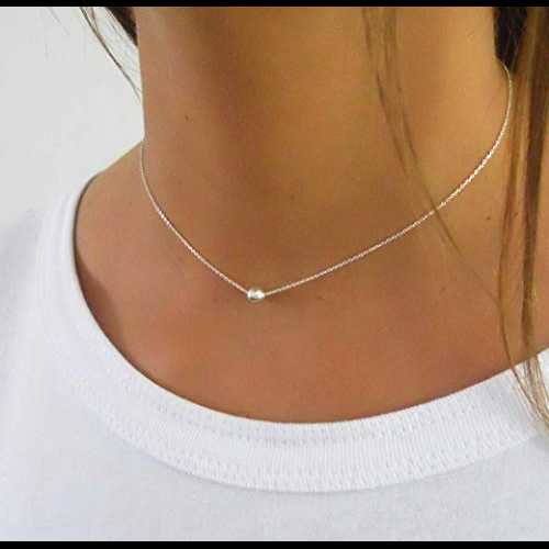 シンプルなシルバーボールチョーカーネックレス - 925 スターリングシルバー annikabella Simple Silver Ball Choker Necklace - 925 Sterling silver