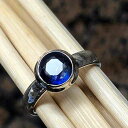 ナチュラル ロイヤル ブルー カイヤナイト 925 スターリング シルバー エンゲージメント リング サイズ 7 Natural Rocks by Kala Natural Royal Blue Kyanite 925 Sterling Silver Engagement Ring Size 7