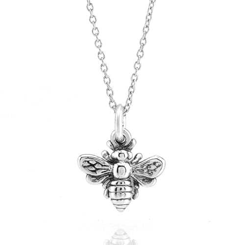 FLYINGTUTU Sterling Silver Tiny Bee Charm Necklace 18" FLYINGTUTU Sterling Silver Tiny Bee Charm Necklace 18"