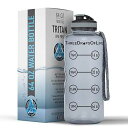 Three Drops of Life 64oz Tritan Plastic Water Bottle, Large, Smoke Gray, High Ca...