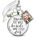 Gutsy Goodness Wedding Bouquet Photo Charm Mom Beside Me White Bridal Pendant Mother Silver Memorial Picture Jewelry