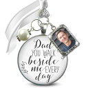 Gutsy Goodness Bouquet Photo Charms for Wedding Memory Dad You Walk Beside Me Every Day 1 Frame Silvertone White Glass Pendant Jewelry White Bead Honor Father Loving Keepsake on Bridal F DIY Picture Template