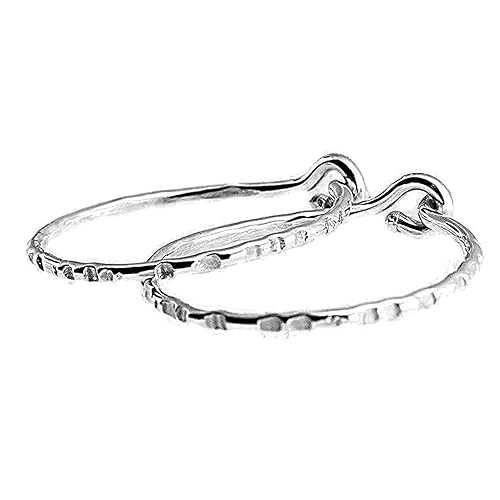 楽天GlomarketFashion Art Jewelry 8mm 22 GA Little Sterling Silver 22 GA Grooved Snap Mini Hugger Sleeper Small Cartilage Helix Tragus Thin Earrings （Grooved Hammered, 8mm 22 GA）
