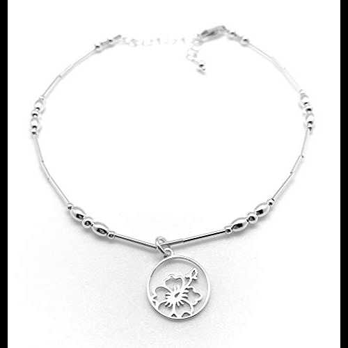 ハイビスカス アンクレット スターリング シルバー ビーチ ギフト フラワー ハワイ Laurali Designs Hibiscus Anklet Sterling Silver Beach Gift Flower Hawaii