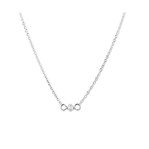 手作りスターリングシルバー クリスタルクォーツ チョーカーネックレス - 4月の誕生石、クリアジェムストーン - 14インチ - 卒業プレゼント、娘、女の子、テ...