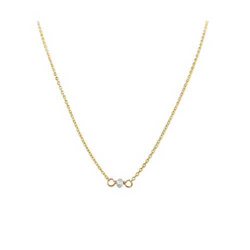 手作りゴールドロッククリスタルクォーツレイヤリングチョーカーネックレス – 4月の誕生石、クリアジェムストーン – 16インチ、イエロー...