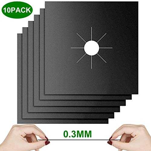ガスストーブバーナーライナー 10パック 0.3mm ノンスティック 再利用可能 ガスレンジプロテクター ガ..