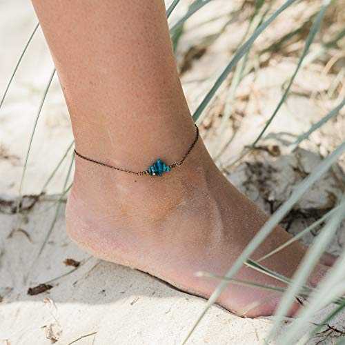 アパタイト ビーズ バー アンクレット ブロンズ - 本物の宝石 Apatite Bead Bar Anklet in Bronze - Genuine Gemstone アパタイト ビーズ バー アンクレット ブロンズ - 本物の宝石 Apatite Bead Bar Anklet in Bronze - Genuine Gemstone