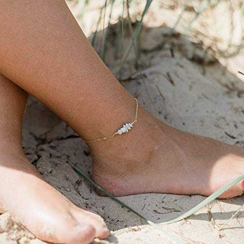 Howlite ビーズ バー アンクレット 14K ゴールド フィル - 本物の宝石 Howlite Bead Bar Anklet in 14K Gold Fill - Genuine Gemstone Howlite ビーズ バー アンクレット 14K ゴールド フィル - 本物の宝石 Howlite Bead Bar Anklet in 14K Gold Fill - Genuine Gemstone