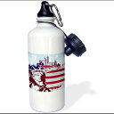 3dRose Blue and Aqua Field Hockey Sports Design Sports Water Bottle, 21 oz, White