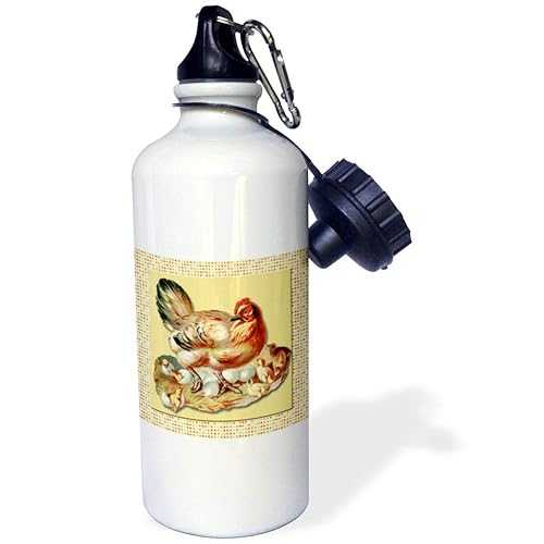 3dRose Mother Hen and Her Peeps Eggs and Hatching Chicks-Sports Water Bottle, 21oz , 21 oz, Mult..