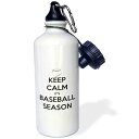 3dRose Keep Calm its Baseball Season, White and Black-Sports Water Bottle, 21oz , 21 oz, Multicolor