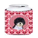 Caroline's Treasures SS4490CC Portuguese Water Dog Hearts Love Valentine's Day Can or Bottle Hugger Cooler Washable Drink Sleeve Collapsible Beverage Insulated Holder, Can Hugger, Multicolor