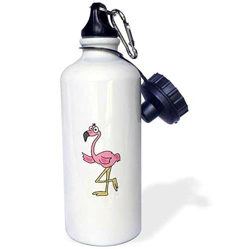 3dRose Funny Pink Flamingo-Sports Water Bottle, 21oz , Multicolored
