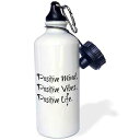 3dRose Mind Vibes Positive Life Black Letters On White Back Sports Water Bottle,...