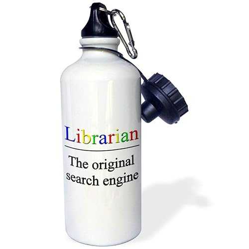 3dRose Librarian The Original Search Engine Sports Water Bottle, 21 oz, Multicolor