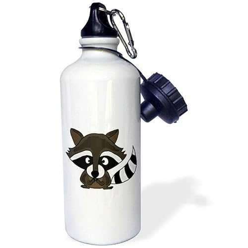 3dRose Cute and Funny Raccoon Sports Water Bottle, 21Oz, Multicolored