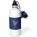 3dRose Ballet Dancer Made of Pink Stars Over Blue Starry Background Sports Water Bottle, 21 oz, White(4)