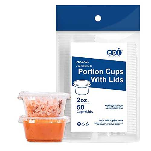EDI [2 OZ, 50 Sets] Clear Disposable Plastic Portion Cups with Leakpro...
