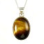 スターリングシルバー 925 ナチュラル オーバル ブラウン タイガー アイ ハンドメイド ペンダント ネッ..