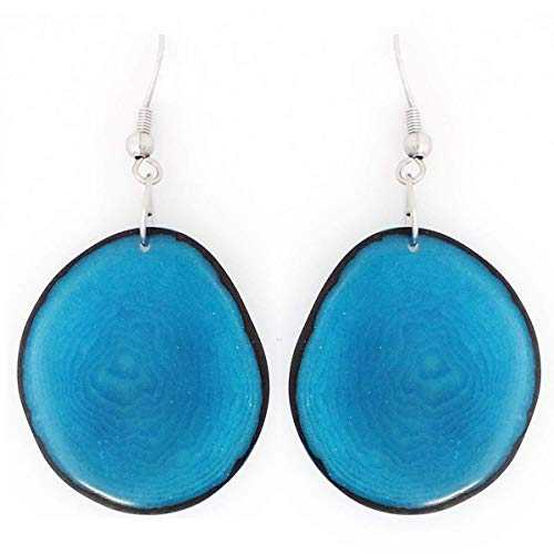 タグア ナッツ チップ イヤリング ブルー ハンドメイド フェアトレード FLORAMA Natural Jewelry Tagua Nut Chips Earrings Blue Handmade Fair Trade タグア ナッツ チップ イヤリング ブルー ハンドメイド フェアトレード FLORAMA Natural Jewelry Tagua Nut Chips Earrings Blue Handmade Fair Trade