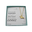 MOM & THREE DAUGHTERS Corgi Charm in 24K Gold Plated Pewter on an 18 Inch Gold S...