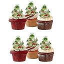 プレカットクリスマスツリー食用スタンドアップウエハース紙カップケーキトッパー 48個 CHOCKACAKE 48 X Pre-cut Christmas Tree Edible Stand Up Wafer Paper Cupcake Toppers