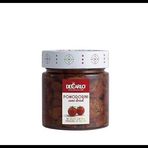 De Carlo. Semi-dried "Sun-Kissed" Cherry Tomatoes in Extra Virgin Olive Oil. 190g (6.7oz)