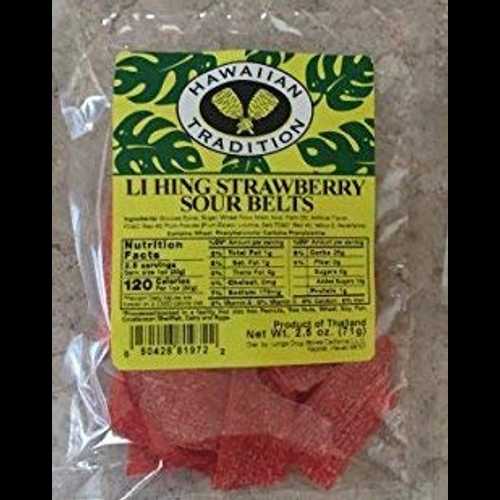 楽天Glomarket（5 個パック） ハワイの伝統 Li Hing ストロベリー サワー ベルト 2.5 オンス。バッグ （Pack of 5） Hawaiian Tradition Li Hing Strawberry Sour Belts 2.5 Oz. Bag
