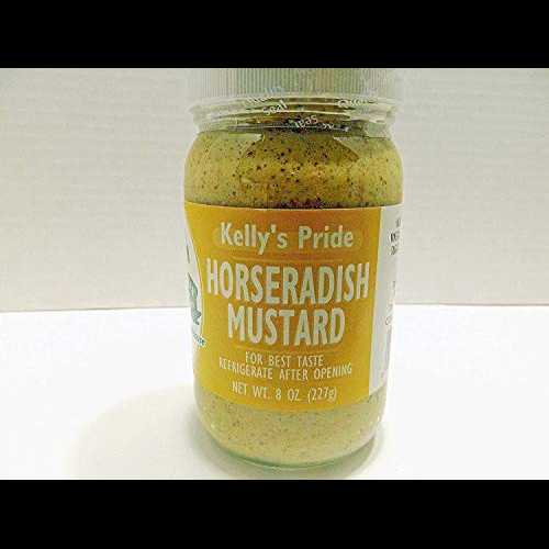 Kelly's Pride- ホースラディッシュ マスタード、カクテル ソース、調理済みホースラディッシュ、8 オンスの瓶、100 パーセントの新鮮なおろしホースラディッシュの根から作られたホースラディッシュ。 COUNTRY CREEK ACRES GROWING IS IN OUR ROOTS Kelly'