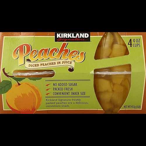 カークランドシグネチャーピーチ ジュースカップ入りの角切り桃、20個、4オンス Kirkland Signature Peaches Diced Peaches in Juice Cups, ,20 Count,4 Ounce