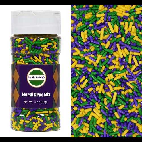 ミスティック スプリンクルズ マルディグラ ミックス ジミーズ スプリンクルズ 3オンス ボトル Mystic Sprinkles Mardi Gras Mix Jimmies Sprinkles 3oz Bottle