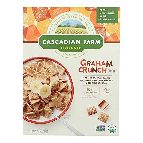 Cascadian Farm オーガニック グラハム クランチ シリアル、9.6 オンス -- 1 ケースあたり 10 個。 Cascadian Farm Organic Graham Crunch Cereal, 9.6 Ounce -- 10 per case.