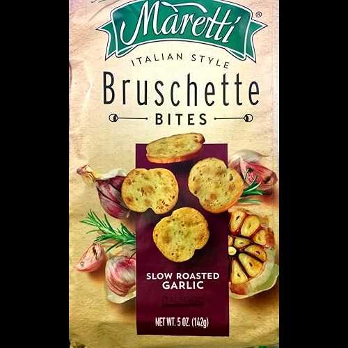 マレッティ イタリア産スローロースト ガーリック ブルシェット バイツ (4 個パック) 5 オンス バッグ Maretti Italian Slow Roasted Garlic Bruchette Bites (Pack of 4) 5 oz Bags