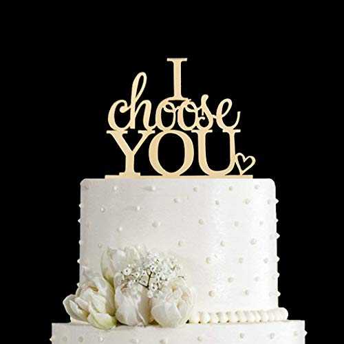 I Choice You ウェディングケーキトッパー 結婚式/婚約/結婚パーティーデコレーション用 ミラーゴールドアクリル JIEEIN I Choose You Wedding Cake Topper for Wedding/Engagement/Marriage Party Decorations, Mirror Gold Acrylic