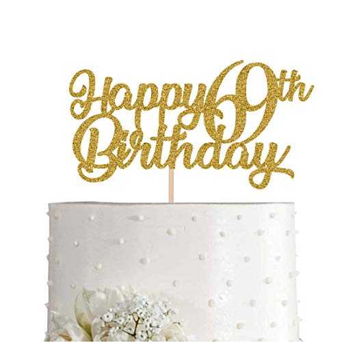 69歳の誕生日ケーキトッパー、ゴールドグリッター、69歳のパーティーデコレーション、サプライ MAGJUCHE 69th Birthday Cake Topper, Gold Glitter Cheers To 69 Years Party Decoration, Supply