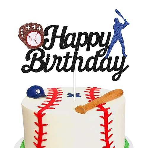 Concico Baseball Theme Cake Topper - Happy Birthday Cake Topper for Birthday/Baseball/Sports Party Theme Decoration (Black Glitter) Concico Baseball Theme Cake Topper - Happy Birthday Cake Topper for Birthday/Baseball/Sports Party Theme Decoration (Black Glitter)