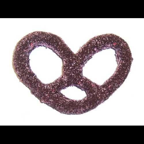 Scott's Cakes ダークチョコレートで覆われたプレッツェル、ライトピンクシュガー入り、1ポンドの白いベーカリーボックス入り Scott's Cakes Dark Chocolate Covered Pretzels with Lite Pink Sugar in a 1 Pound White Bakery Box