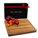 Real Life Living Premium Large Acacia Wood Cutting Board for Kitchen. 1.5in Extr...