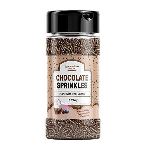 チョコレート スプリンクル (大さじ 5) リッチで本物のココア風味、装飾的で楽しい、再利用可能な容器 Unpretentious Chocolate Sprinkles (5 Tbsp) Rich & Real Cocoa Flavor, Decorative & Delightful, Reusable Container