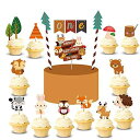 ウッドランド ケーキトッパーキット 漫画の動物のカップケーキトッパー 1歳の誕生日パーティー ウッドランドの誕生日デコレーション CZolden Woodlan...