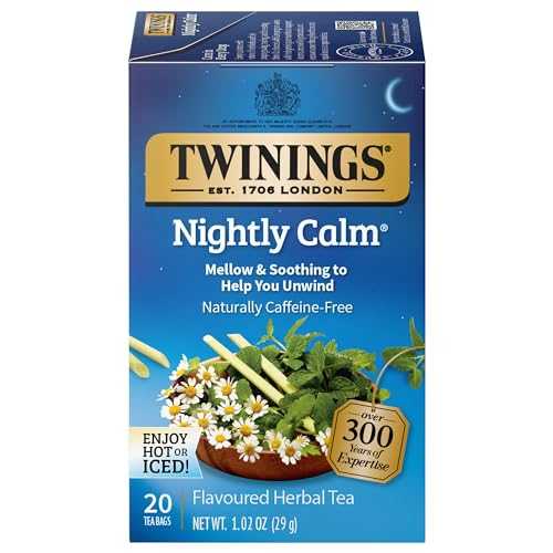 Twinings Nightly Calm Herbal Tea, 20 Count (Pack of 6), Individually Wrapped Tea Bags, Camomile, Spearmint & Lemongrass, Caffeine Free