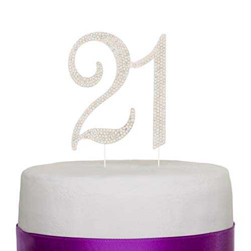 Ella Celebration 21 ケーキトッパー 21歳の誕生日パーティー用品&デコレーションアイデア用 (シルバー) Ella Celebration 21 Cake Topper for 21st Birthday Party Supplies & Decoration Ideas (Silver)