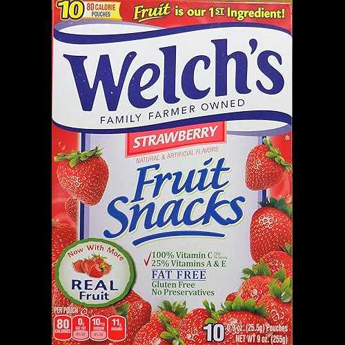 ウェルチ ストロベリー味 フルーツスナック 10袋（2パック） Welch's Strawberry Flavor Fruit Snacks, 10 Pouches (2 packs)